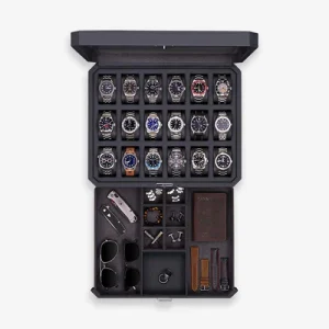 RW18A-CARBONRothwell18slotwatchcaseboxwithvaletaccessorydrawerBlackGreyCarbon_400x